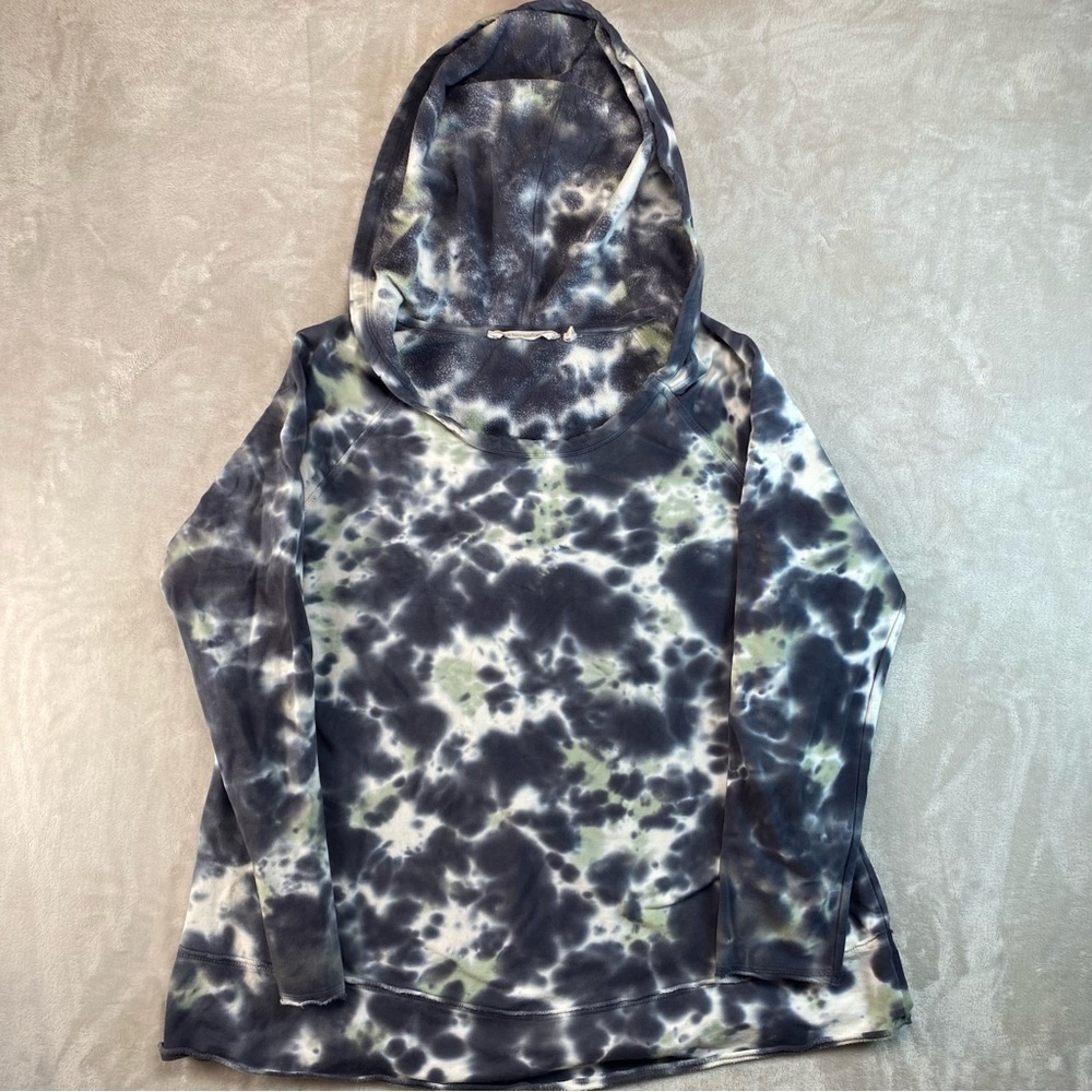 Soft Surroundings Hoodie Large Tie-Dye Gray &  Light‎ Teal
